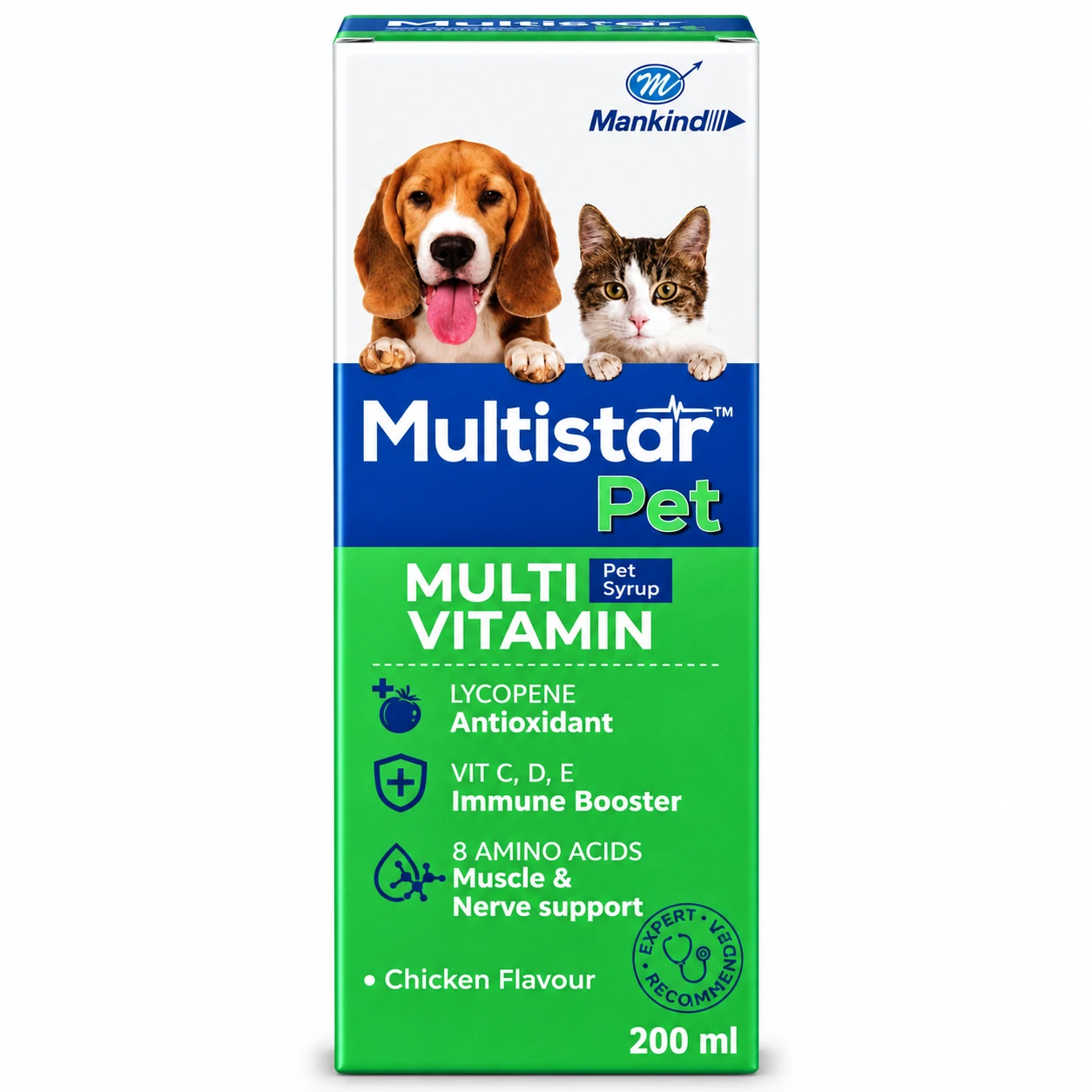 Mankind Multistar Pet Syrup Multivitamin Supplement for Dogs & Cats – 200 ml