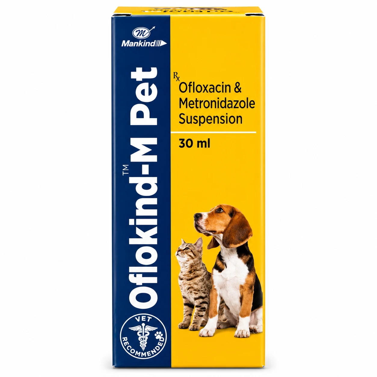 Mankind Oflokind-M Pet Suspension (Ofloxacin & Metronidazole) for Dogs & Cats – 30 ml