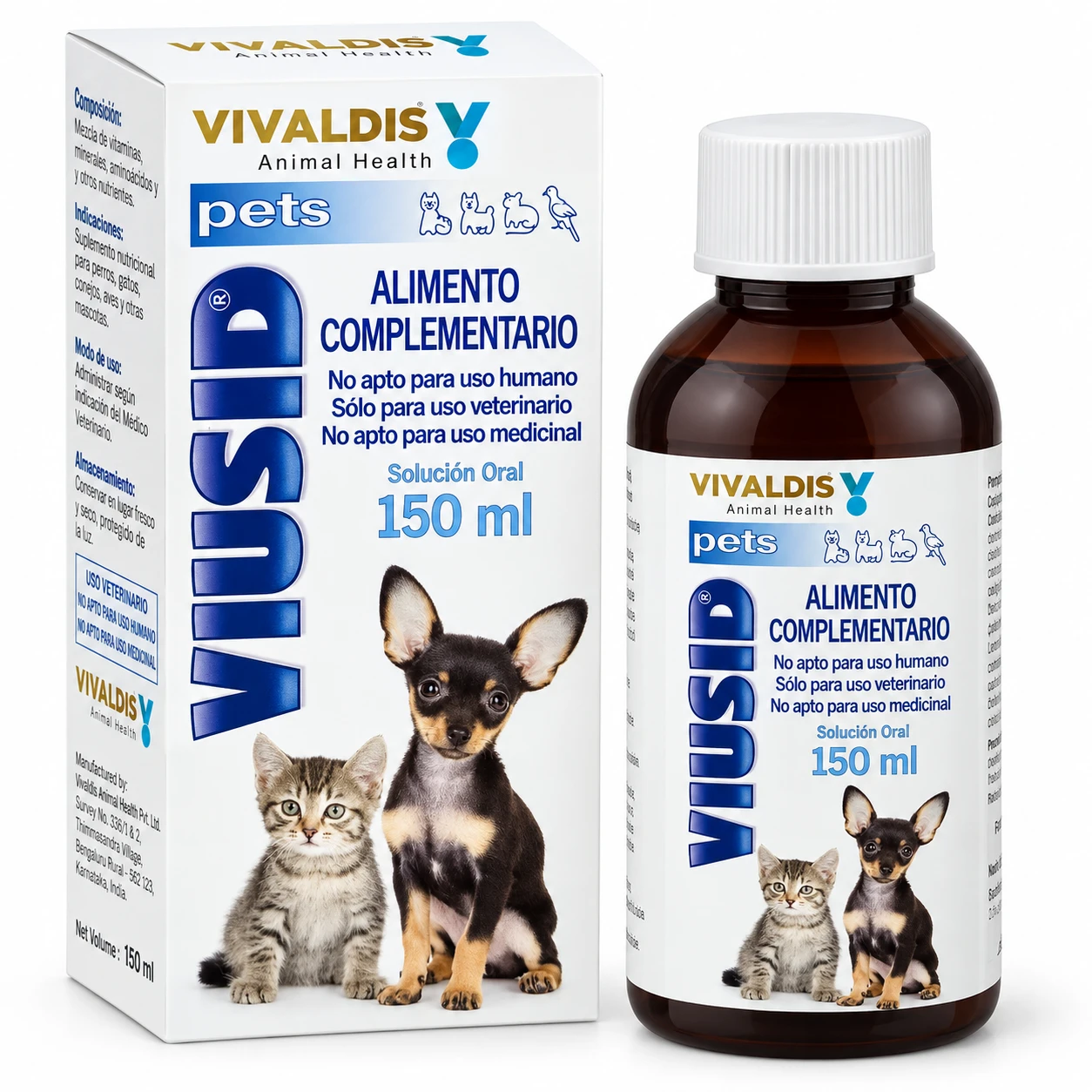 Vivaldis Viusid Pets Oral Solution Syrup for Dogs & Cats - 150 ml